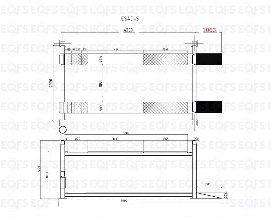 ES4D-S Подъемник 4-хст. г/п 4 т,эл/гидр. 380V (к-т) (без траверсы)